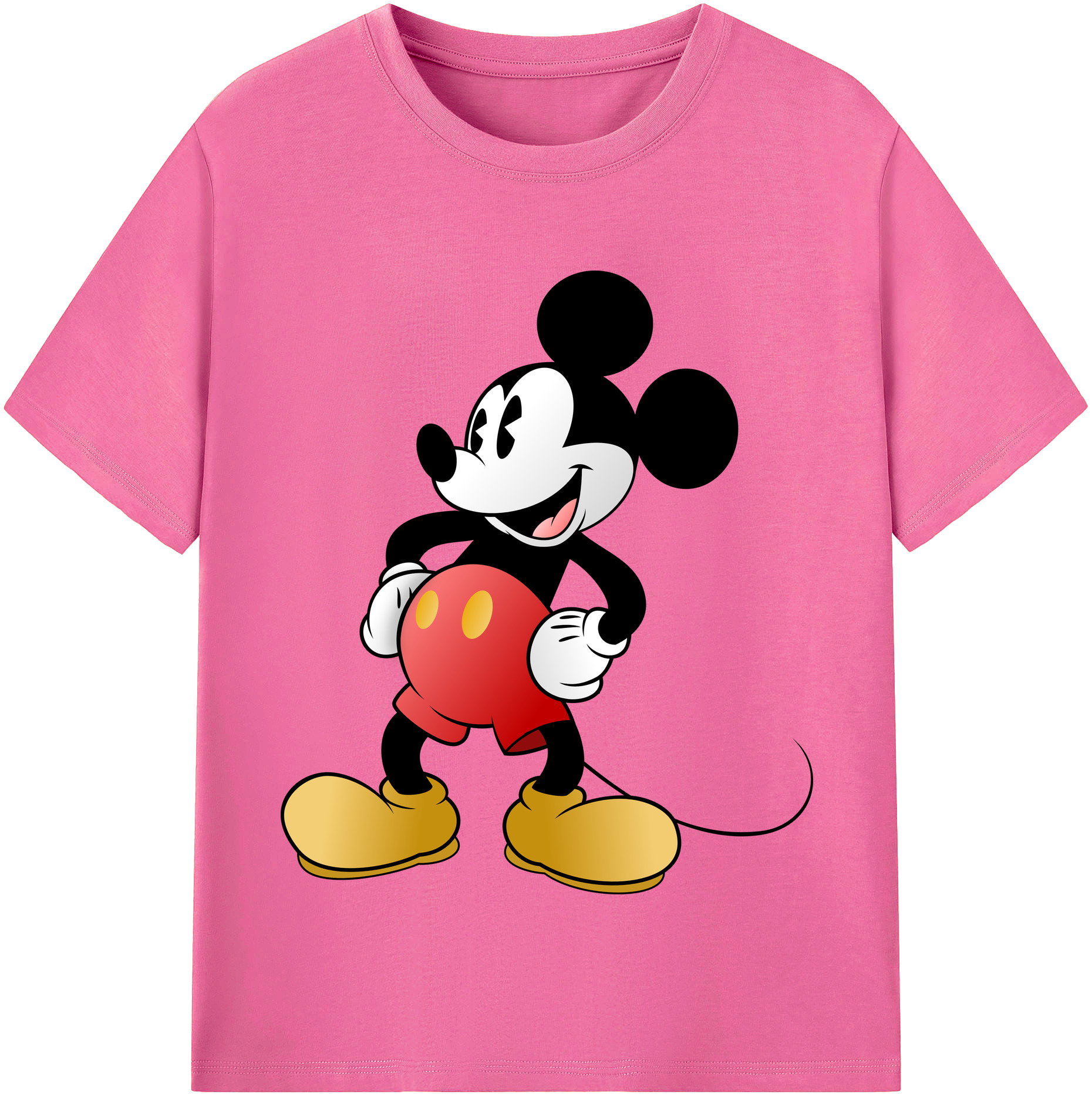 （画像用） ミッキーマウス Mickey Mouse レディースカジュアルプリントTシャツ（綿100％）